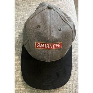 Vtg 90s Smirnoff Hat Gray Herringbone Tweed Black Suede Brim Streetwear Gorpcore